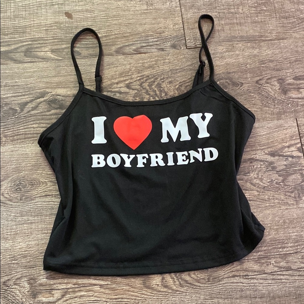 Black 'I Love My Boyfriend' Women's Top